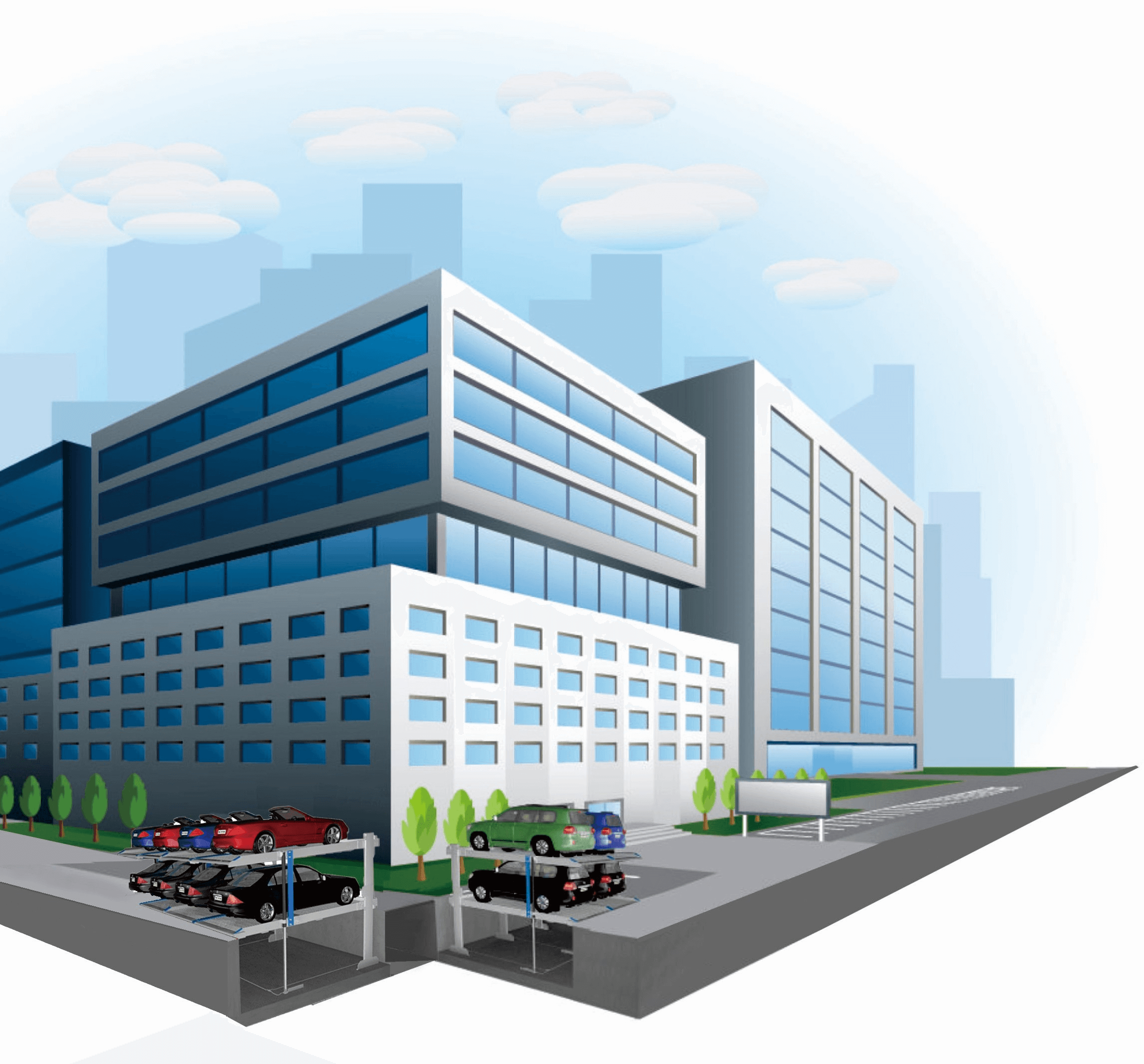 坑式二柱兩層雙平臺(tái)汽車停車升降機(jī)